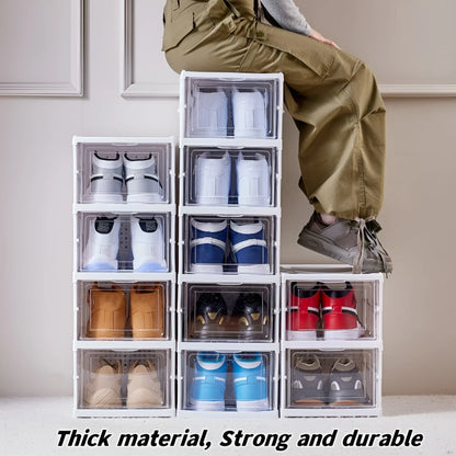 6 Layers Shoes Box Foldable Transparent Sneaker Shoe Storage Organizers Box Stackable Dustproof High-top Cabinet Shoe Rack Shelf.