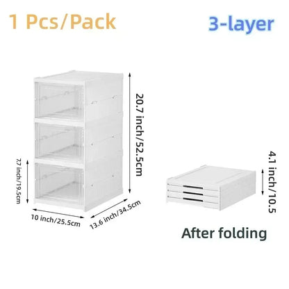 6 Layers Shoes Box Foldable Transparent Sneaker Shoe Storage Organizers Box Stackable Dustproof High-top Cabinet Shoe Rack Shelf.