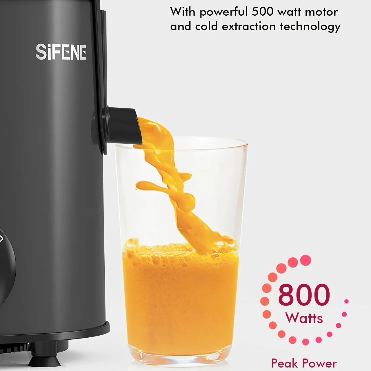 Easy-Clean Juicer, 3" Wide Rapid Fruit and Vegetable Juicing, 3 Speed Settings, BPA-Free, Stainless Steel, Gray.