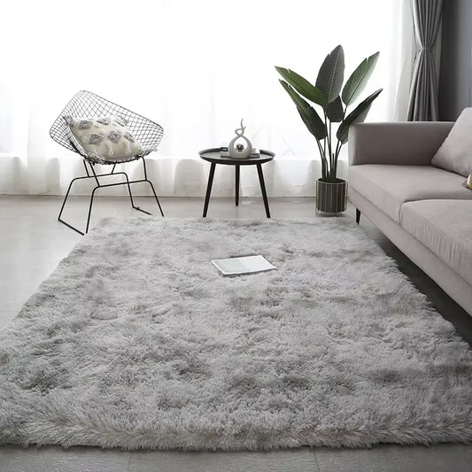 Modern style living room gray carpet plush carpet bedroom floor fluffy mat non-slip soft carpet.